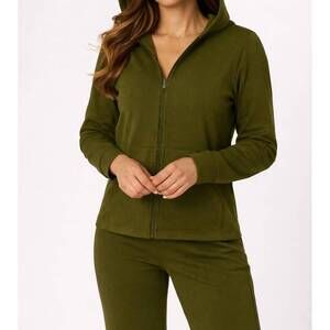 NEW FRENCH KYSS zip up hoodie jacket in army